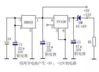 3V轉(zhuǎn)+5V、+12V的電路圖